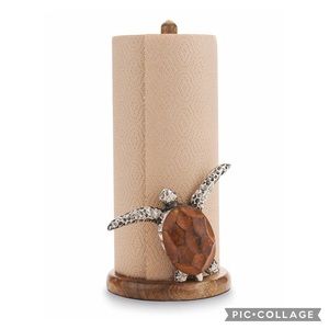 Mud Pie Sea Turtle Paper Towel Holder - Wood and Metal